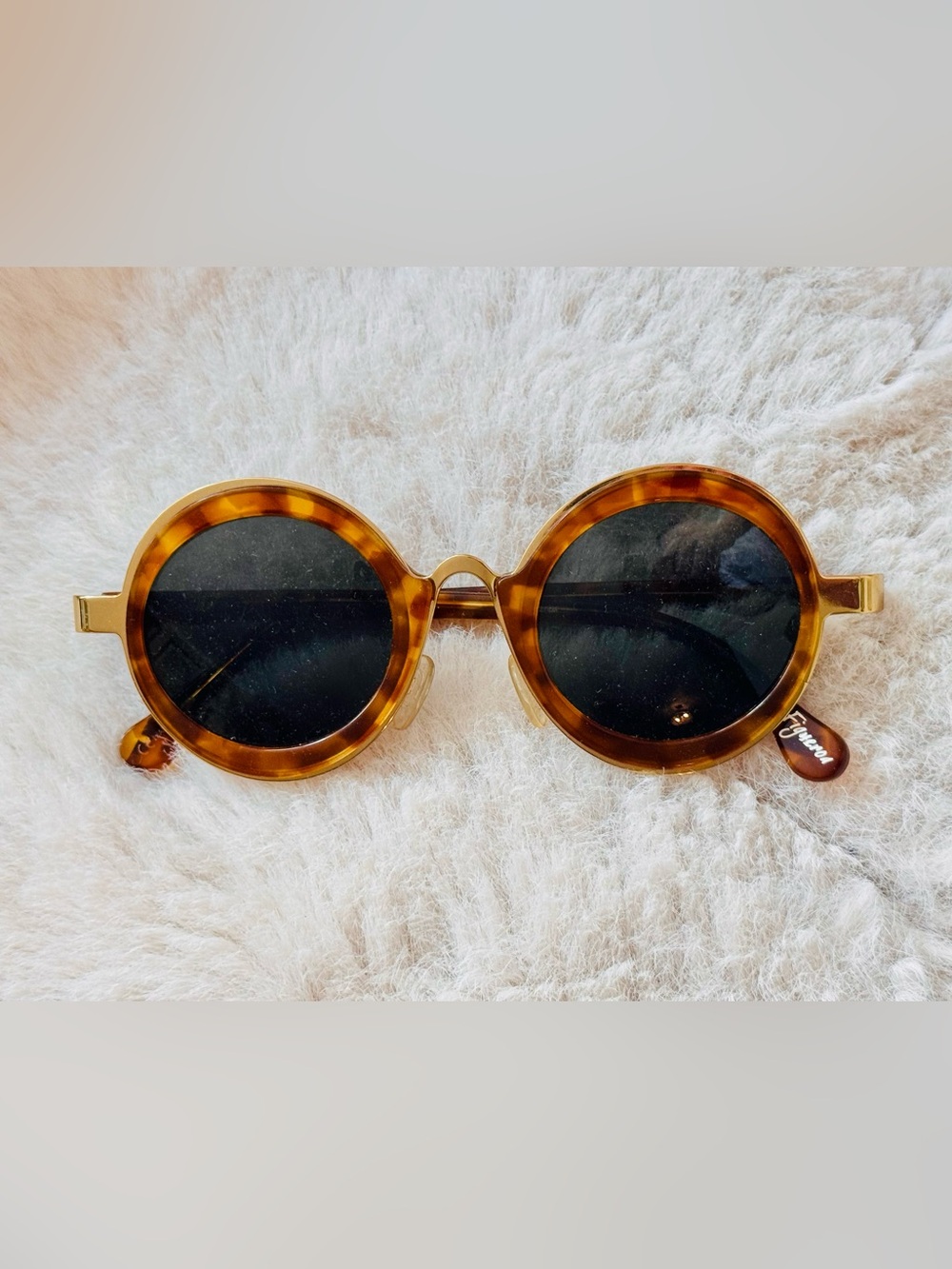 Elizabeth and James Tortoiseshell Round Sunglasses with Dark Lenses